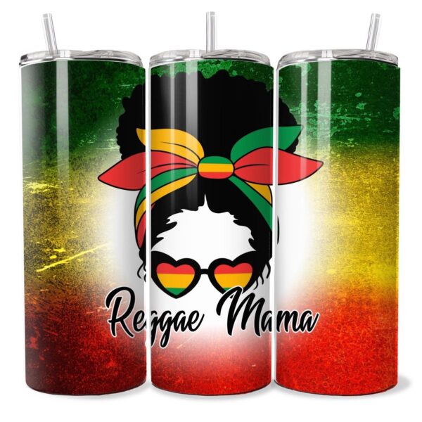 Reggae Mama Messy Bun | messy bun 20 oz slim tumbler Bottle Drinkware